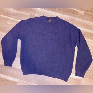 Vintage Bill Bass Blue Flecked Hand Framed Fisherman/Coastal Sweater Size L